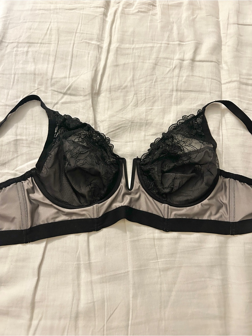 Torrid Gray Bralette with Black Lace Cups